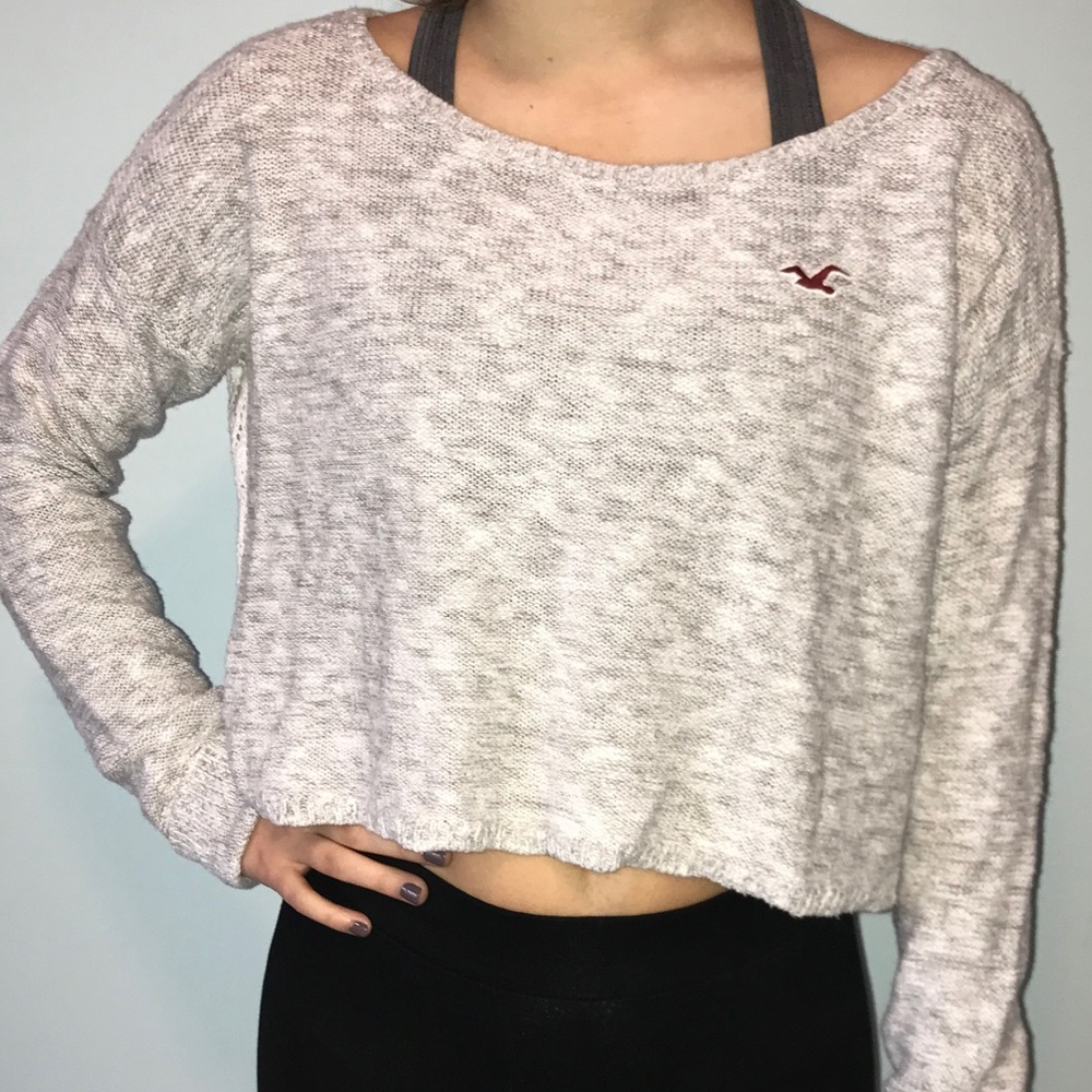 Hollister cropped sweater with lace back